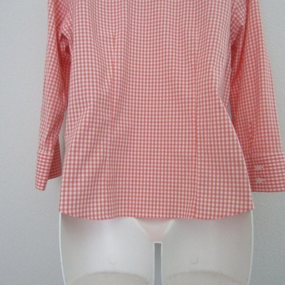 Talbots Vintage Top 6 Orange Plaid Preppy Coastal Grandma Classic Business - Picture 7 of 9